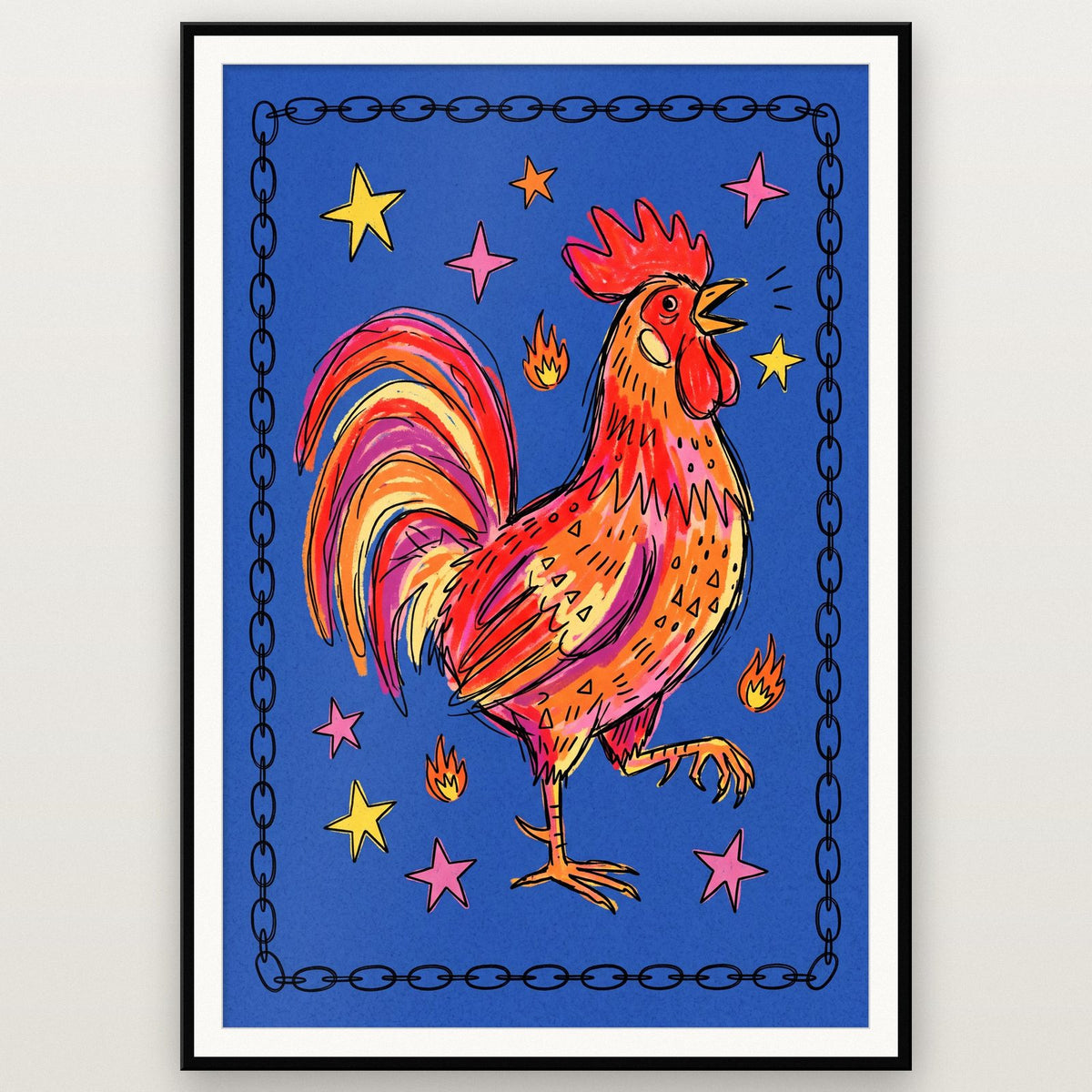 Folk Rooster Art Print