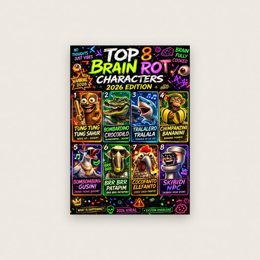 Top 8 Brain Rot Characters Poster
