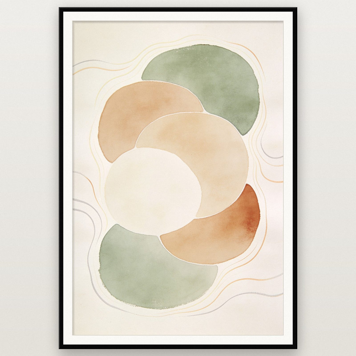 Sage And Terracotta Circles Abstract Art Print