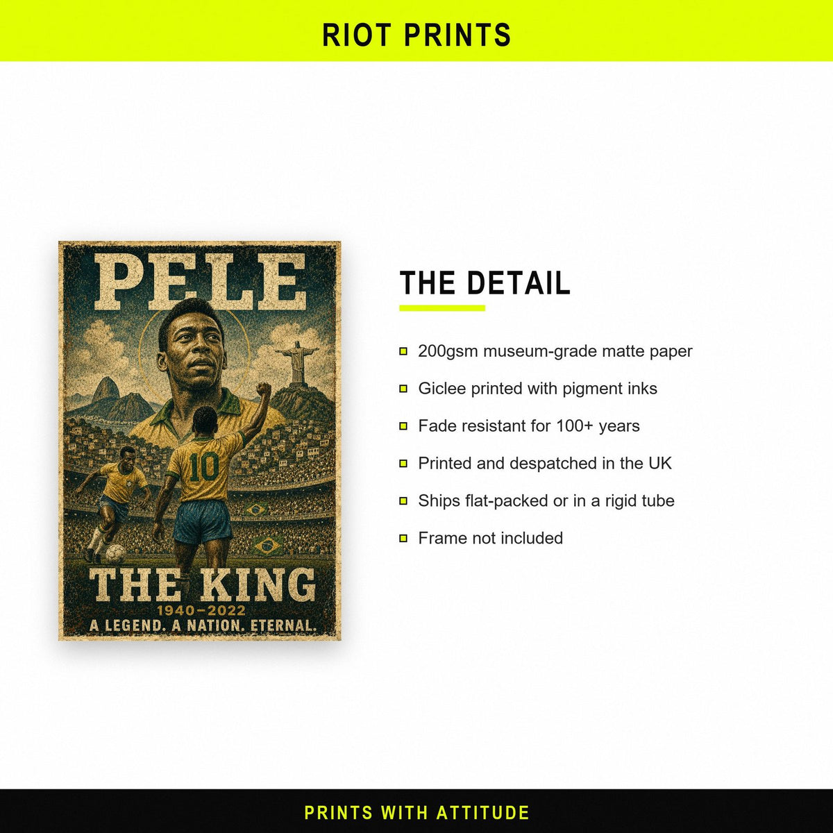 Pelé Poster Print paper and printing specification