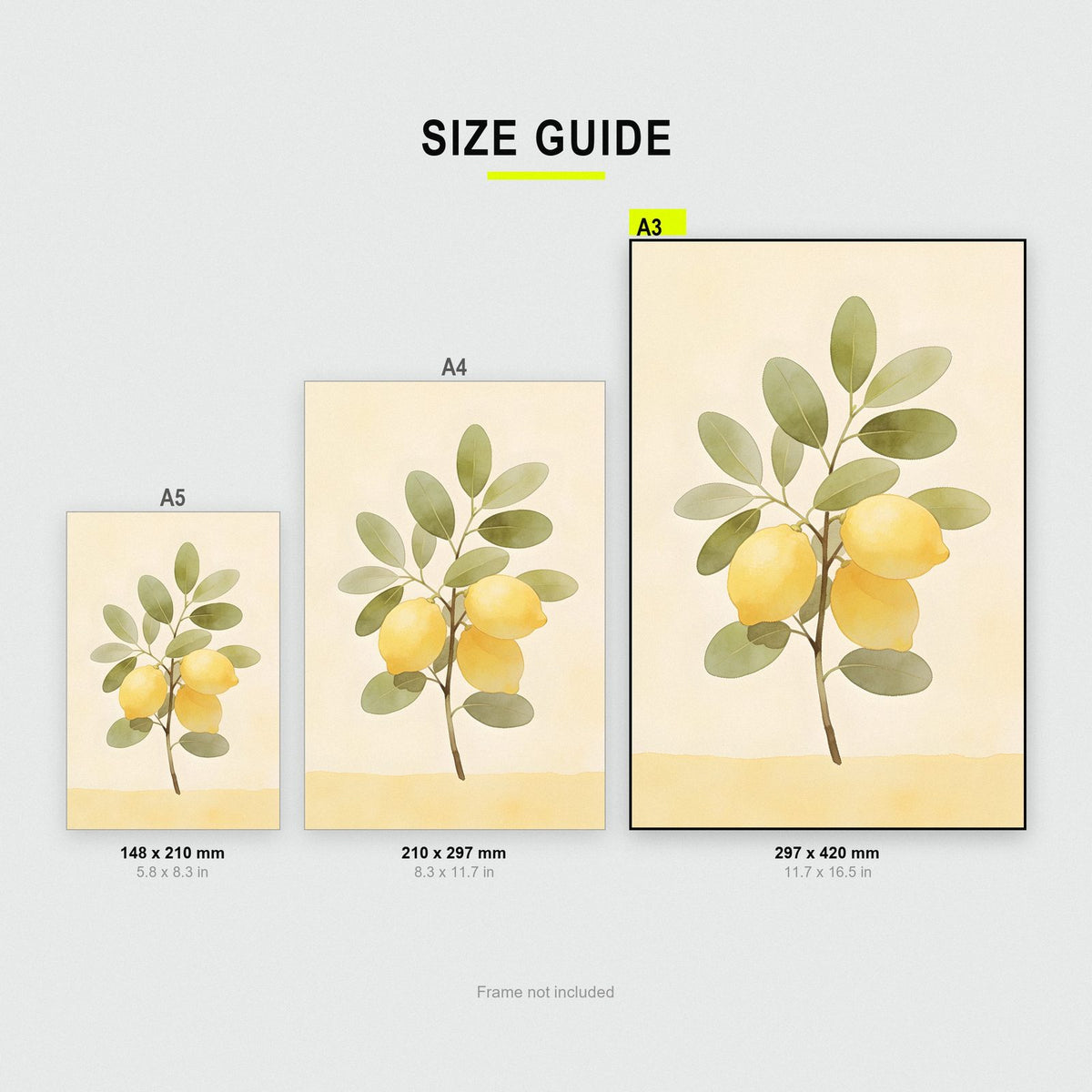 Lemon Branch Watercolour Art Print