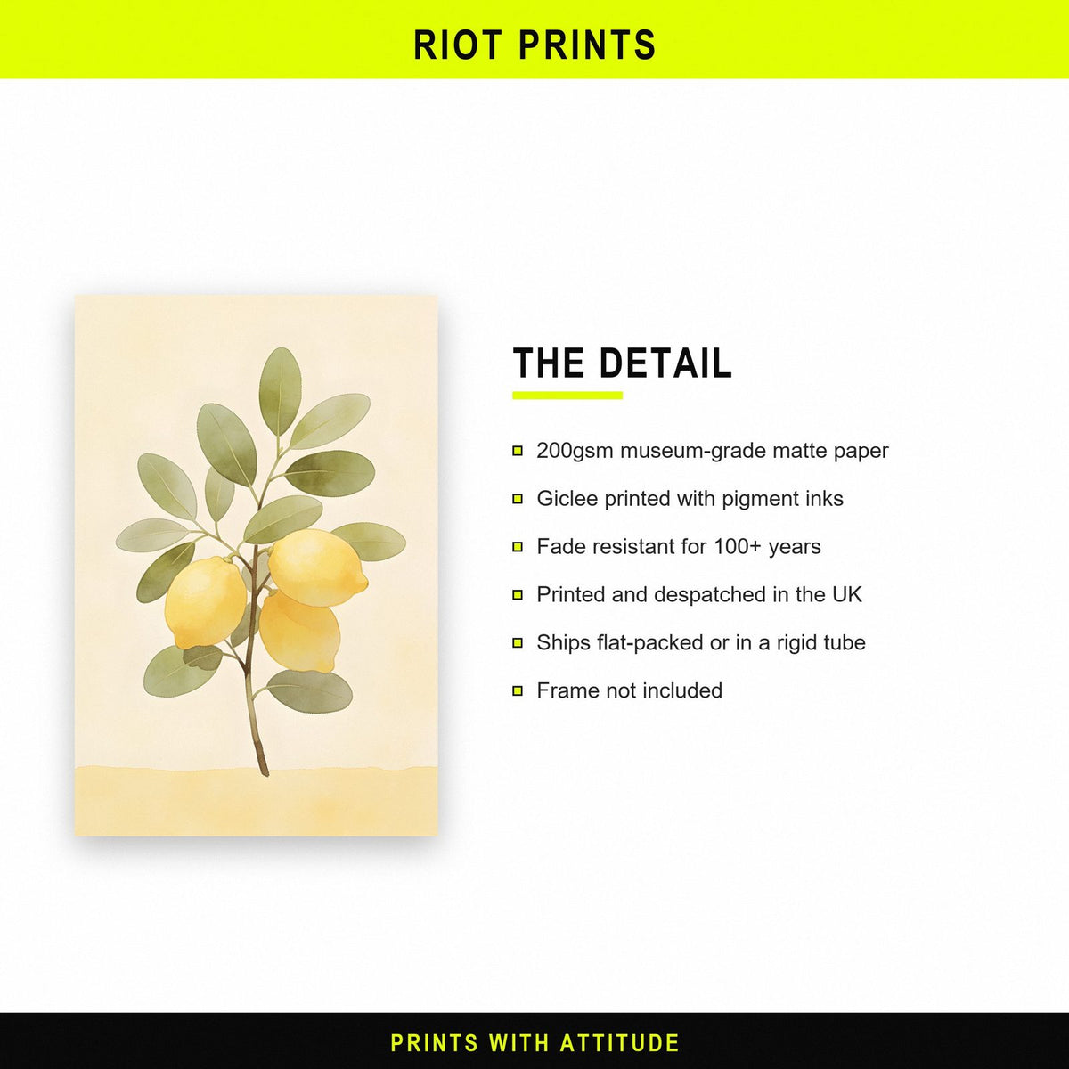 Lemon Branch Watercolour Art Print