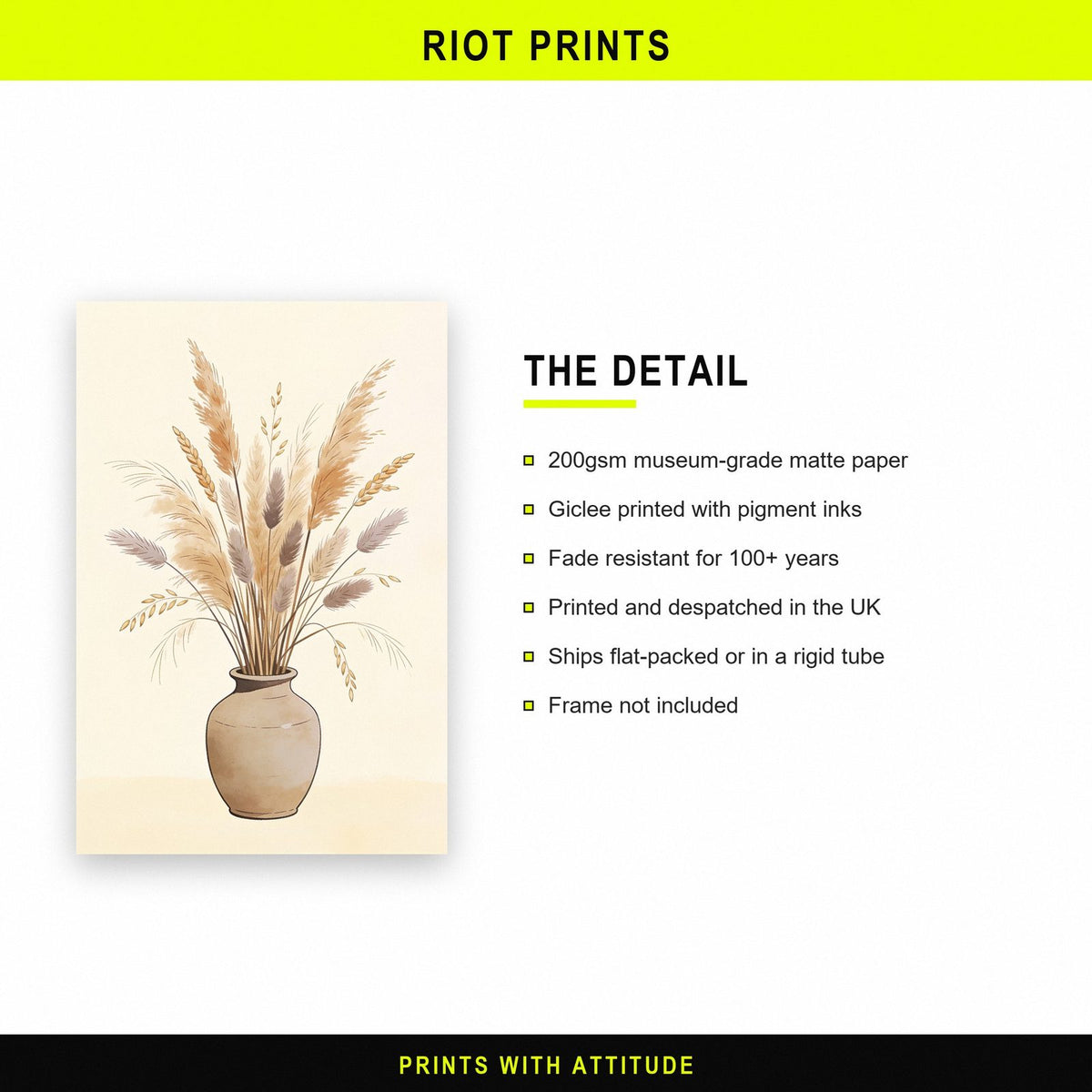 Pampas Grass In A Vase Art Print