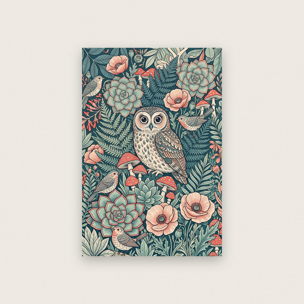 Owl In The Undergrowth Botanical Art Print