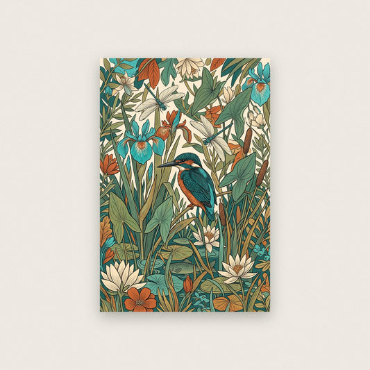 Kingfisher And Reeds Botanical Art Print