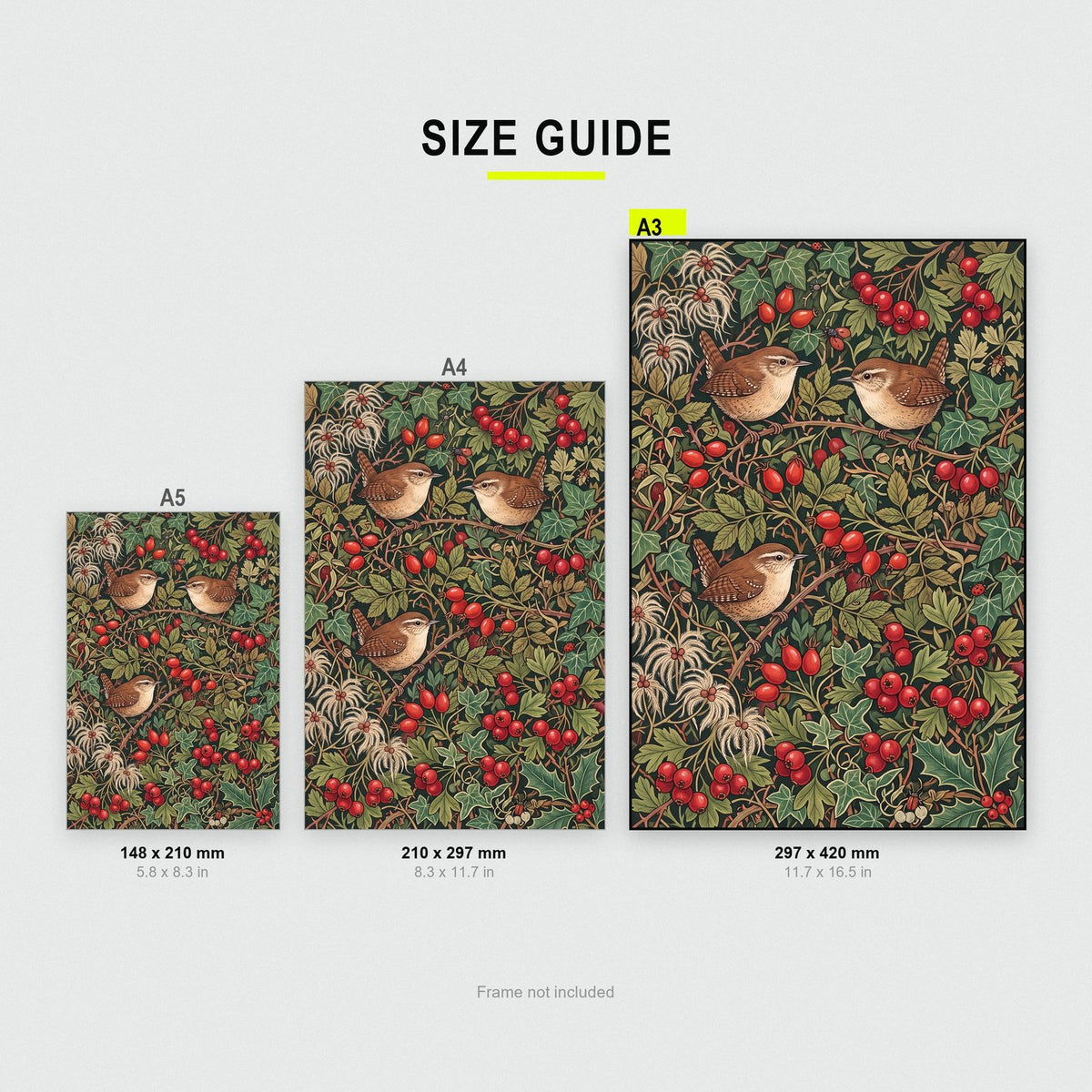 Wrens In The Hedgerow Botanical Art Print