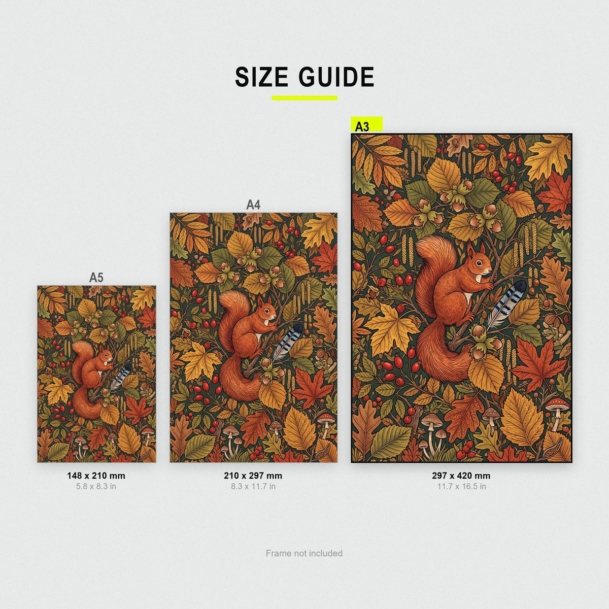 Red Squirrel In Autumn Botanical Art Print