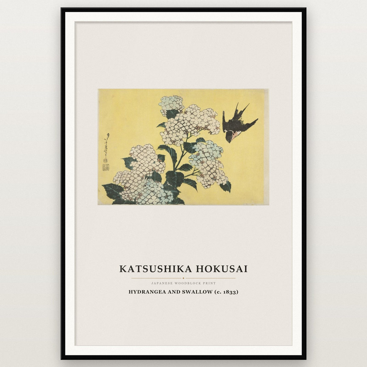 Hokusai Hydrangea And Swallow Japanese Art Print