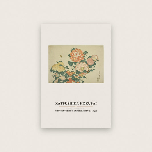Hokusai Chrysanthemum And Horsefly Japanese Art Print