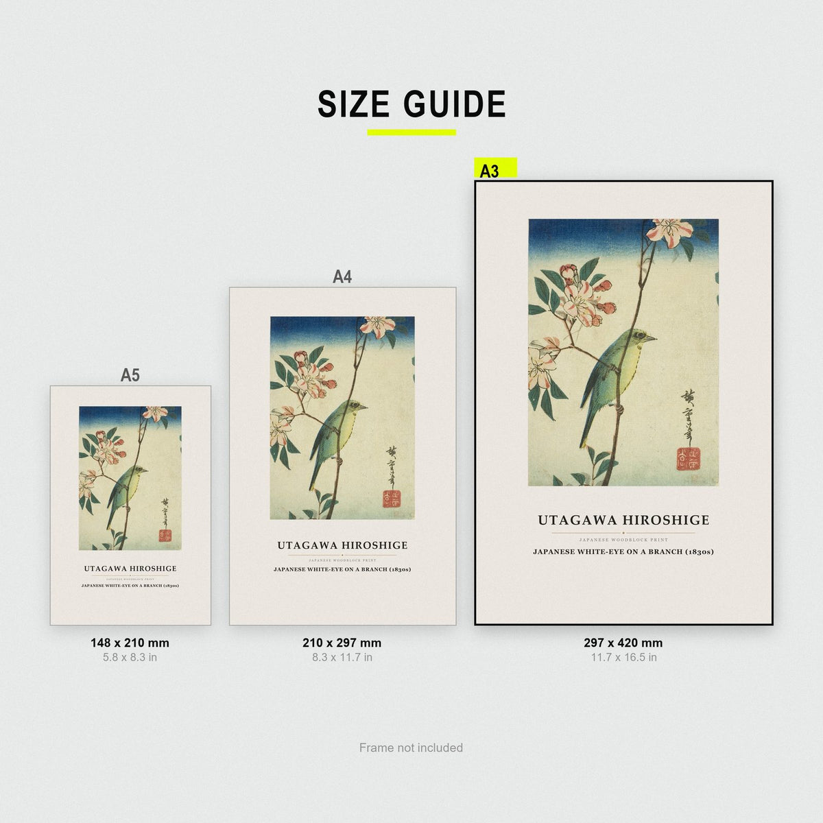 Hiroshige Japanese White-Eye On A Branch Art Print