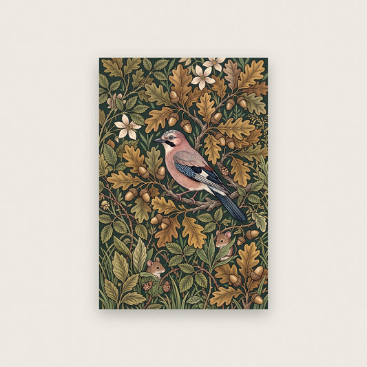 Jay In The Oakwood Botanical Art Print