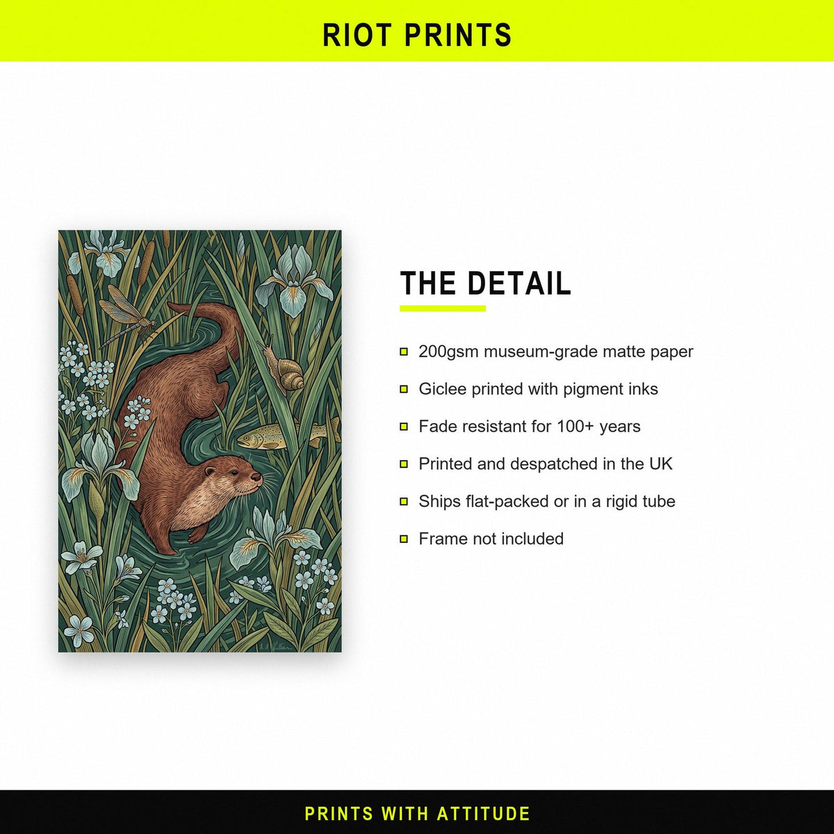 Otters In The Reeds Botanical Art Print