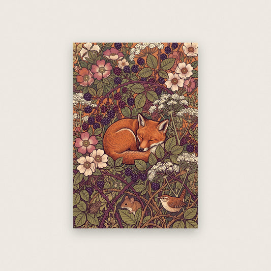 Fox In The Brambles Botanical Art Print