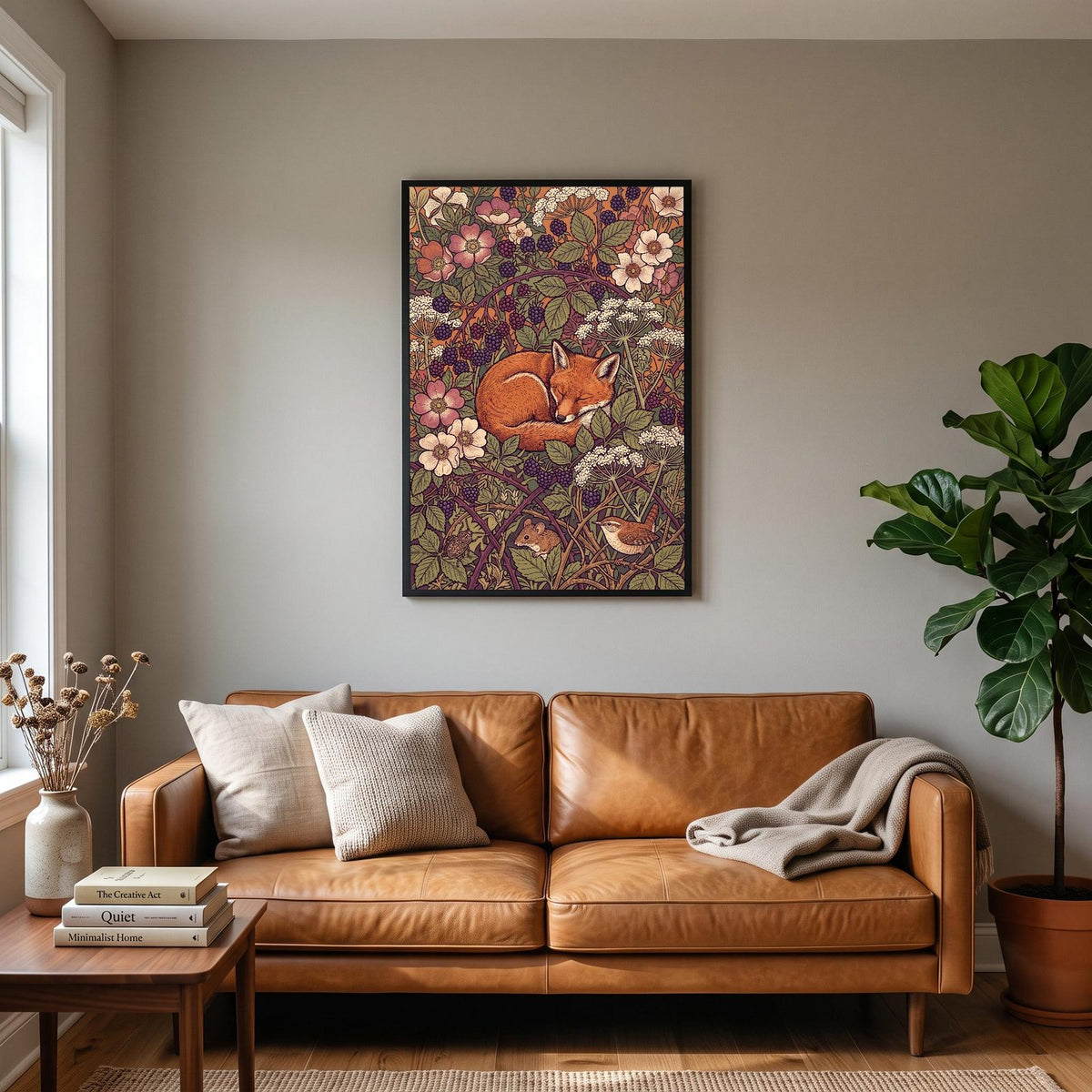 Fox In The Brambles Botanical Art Print