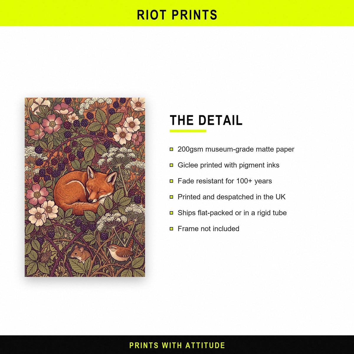 Fox In The Brambles Botanical Art Print