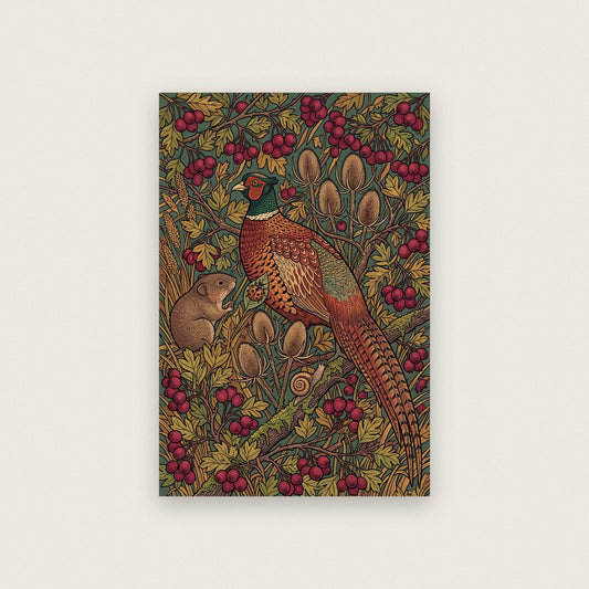 Pheasant In The Hedgerow Botanical Art Print