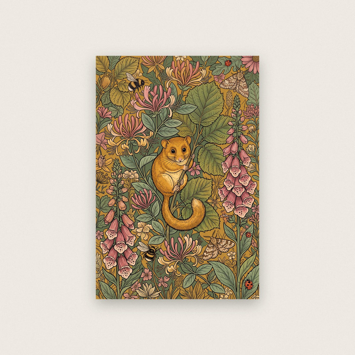 Dormouse In The Foxgloves Botanical Art Print