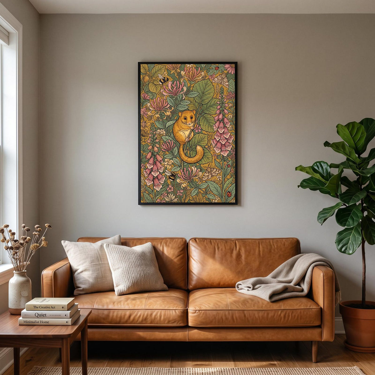 Dormouse In The Foxgloves Botanical Art Print