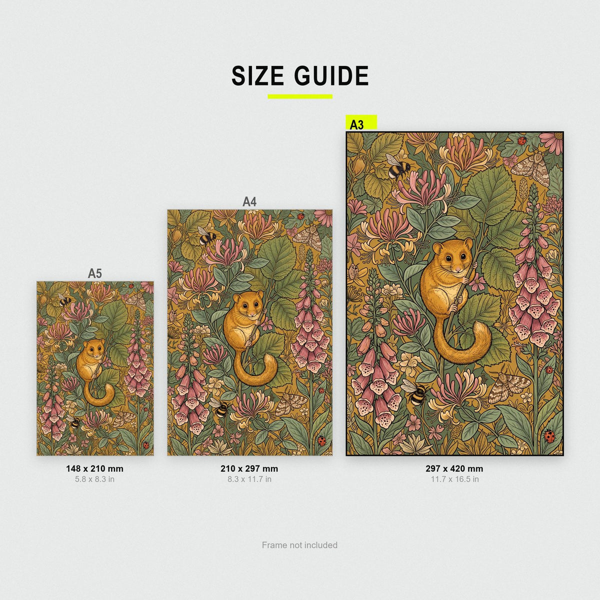 Dormouse In The Foxgloves Botanical Art Print