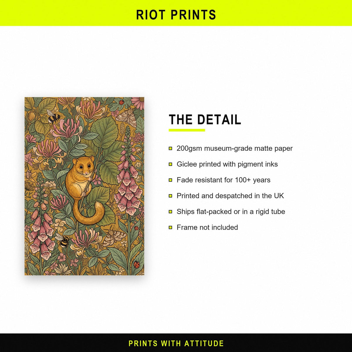Dormouse In The Foxgloves Botanical Art Print