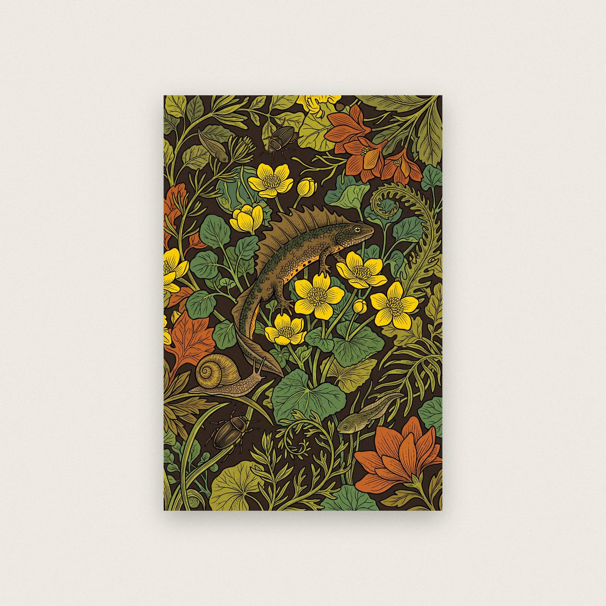 Hedgehog In The Celandines Botanical Art Print