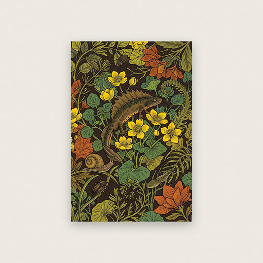 Hedgehog In The Celandines Botanical Art Print