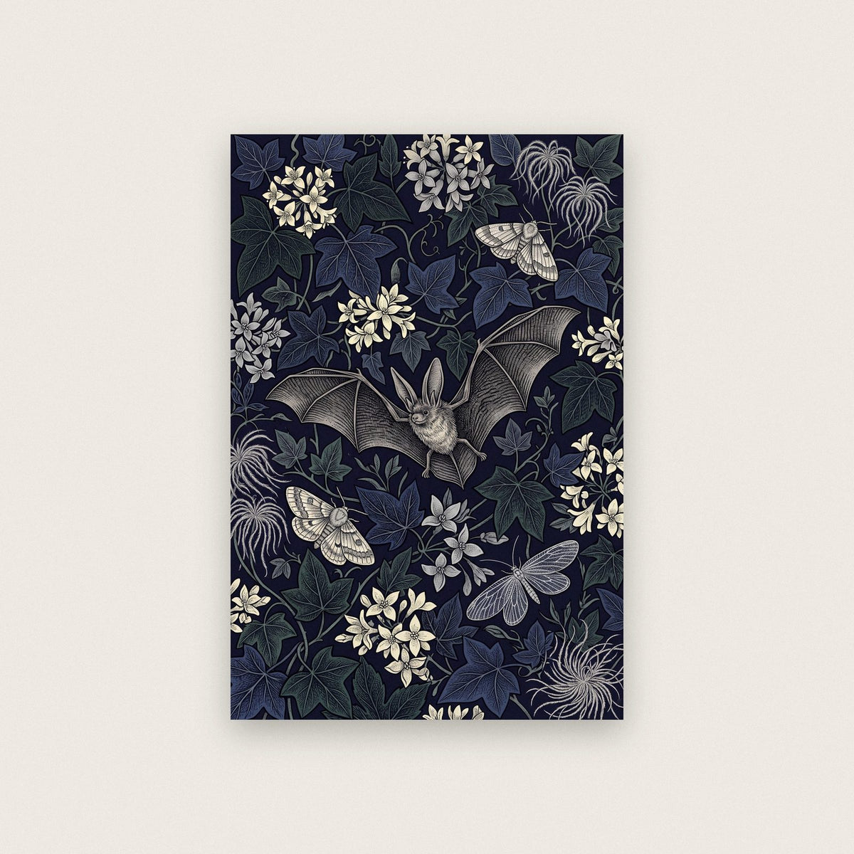 Bat And Night Flowers Botanical Art Print
