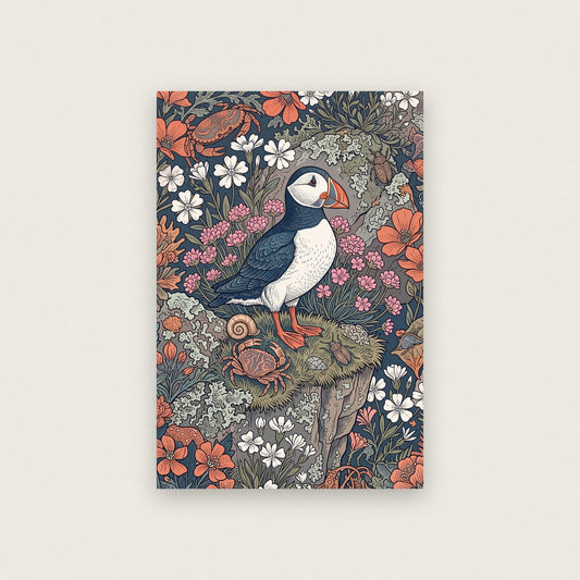 Puffin On The Cliffs Botanical Art Print