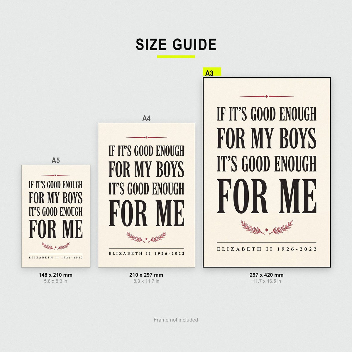 Good Enough For My Boys Typographic Memorial Art Print