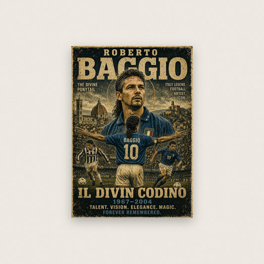 Roberto Baggio Vintage Football Poster