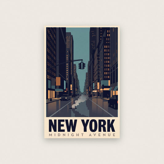 New York Midnight Avenue Travel Art Print