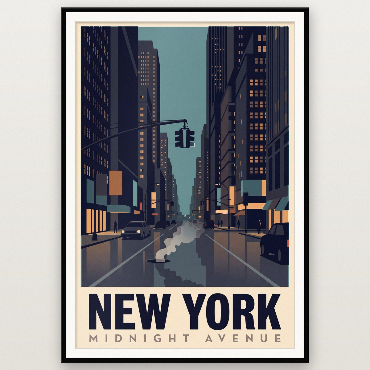 New York Midnight Avenue Travel Art Print