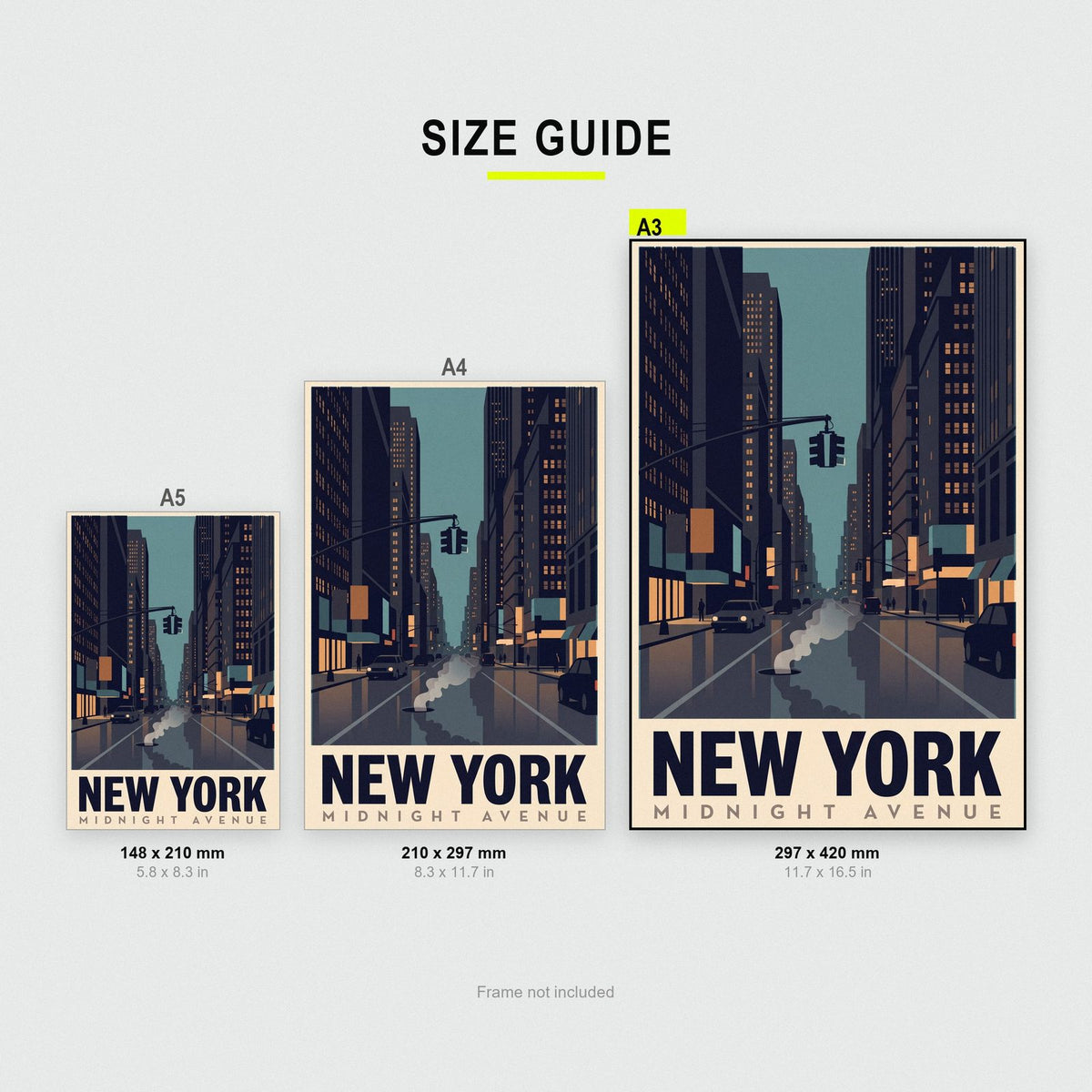 New York Midnight Avenue Travel Art Print