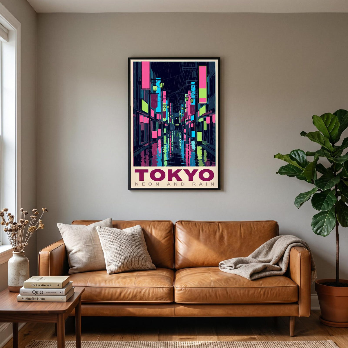 Tokyo Neon And Rain Travel Art Print