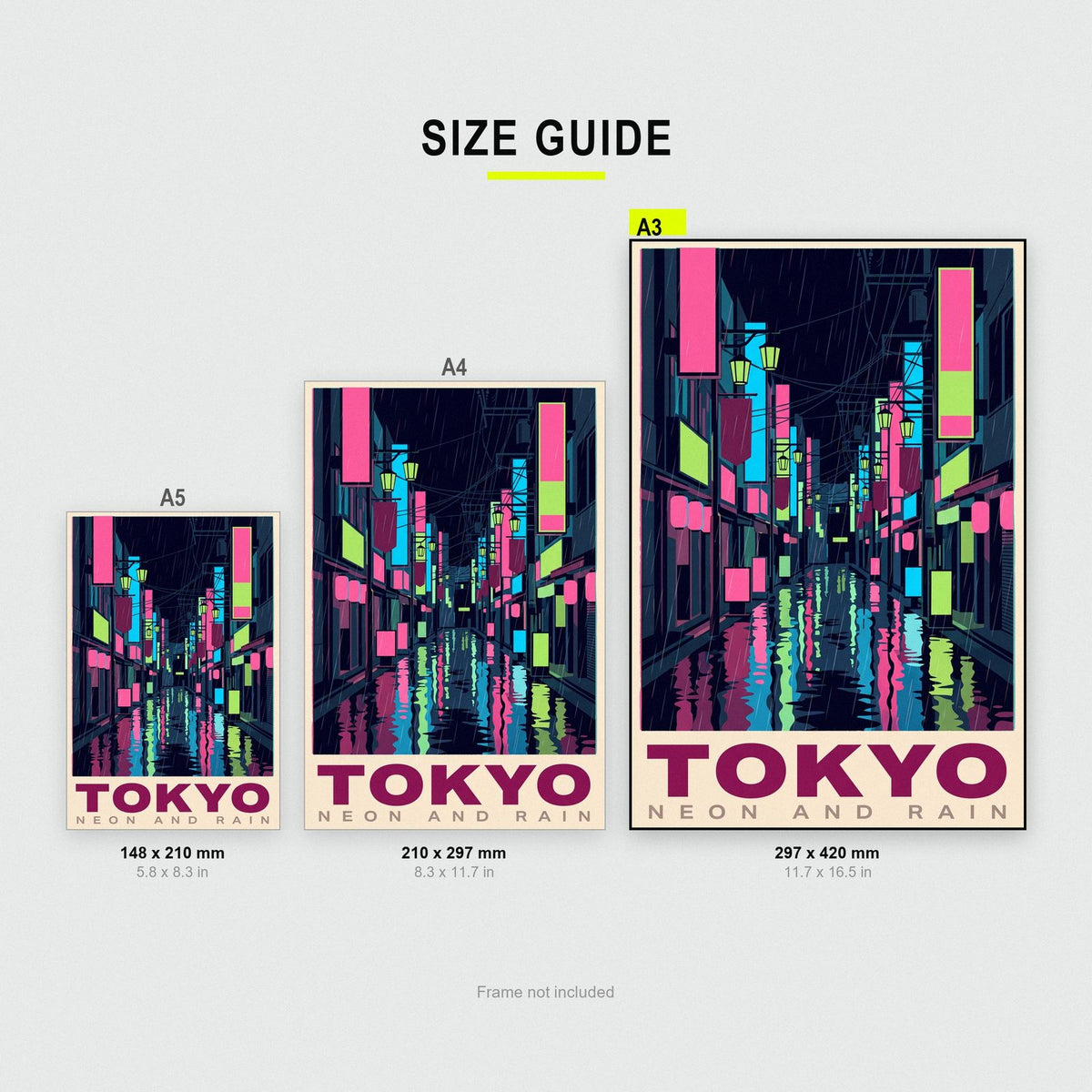 Tokyo Neon And Rain Travel Art Print