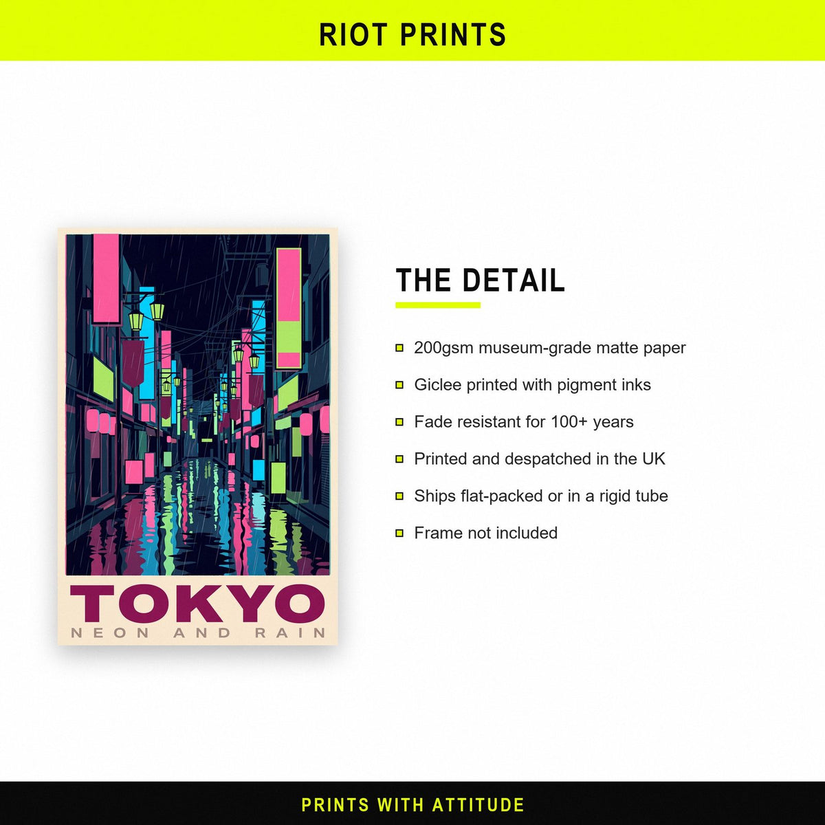 Tokyo Neon And Rain Travel Art Print