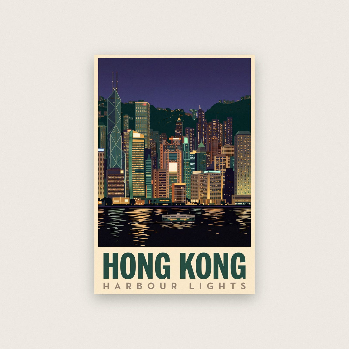 Hong Kong Harbour Lights Travel Art Print