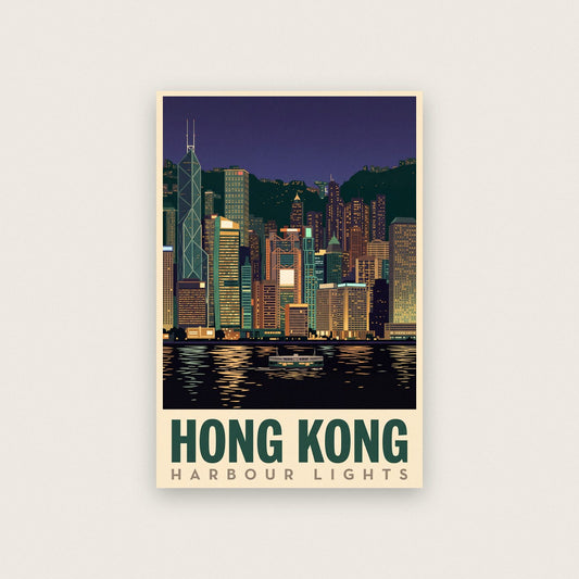 Hong Kong Harbour Lights Travel Art Print