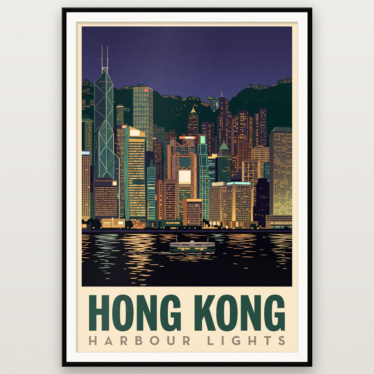 Hong Kong Harbour Lights Travel Art Print