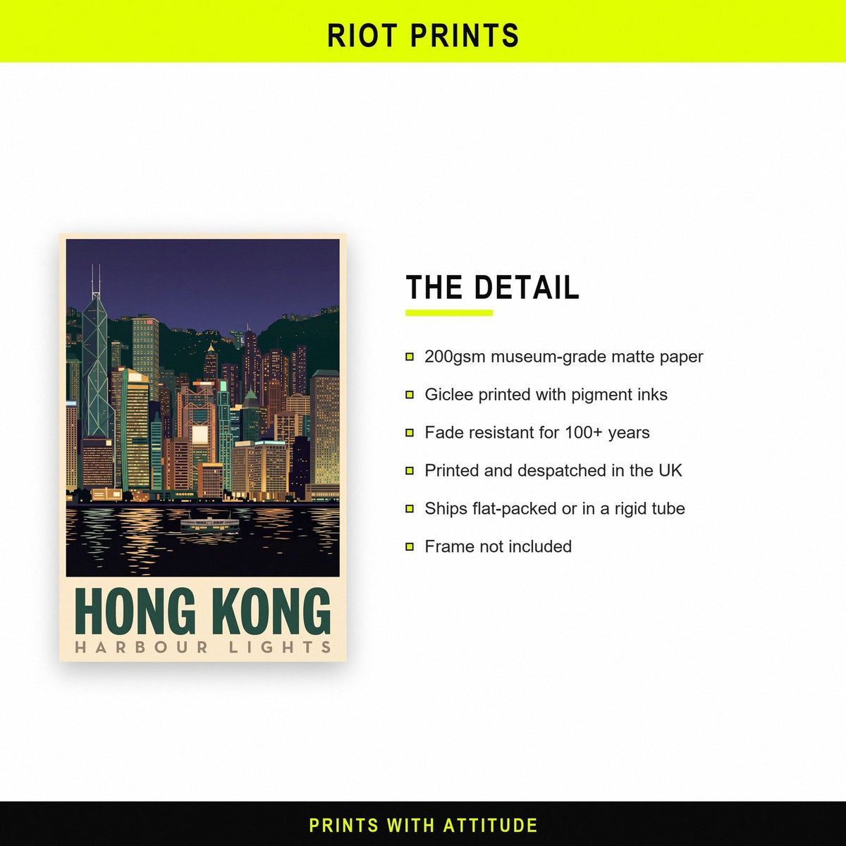 Hong Kong Harbour Lights Travel Art Print