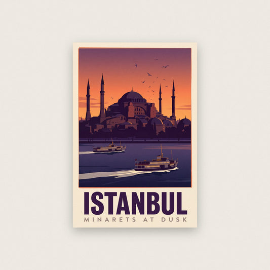 Istanbul Minarets At Dusk Travel Art Print