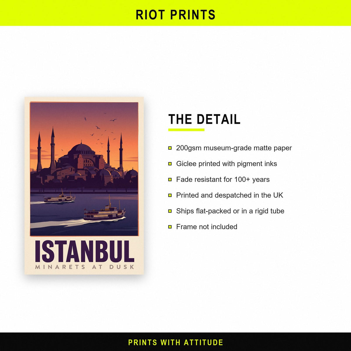 Istanbul Minarets At Dusk Travel Art Print