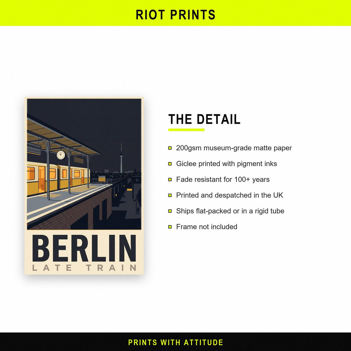 Berlin Late Train Travel Art Print