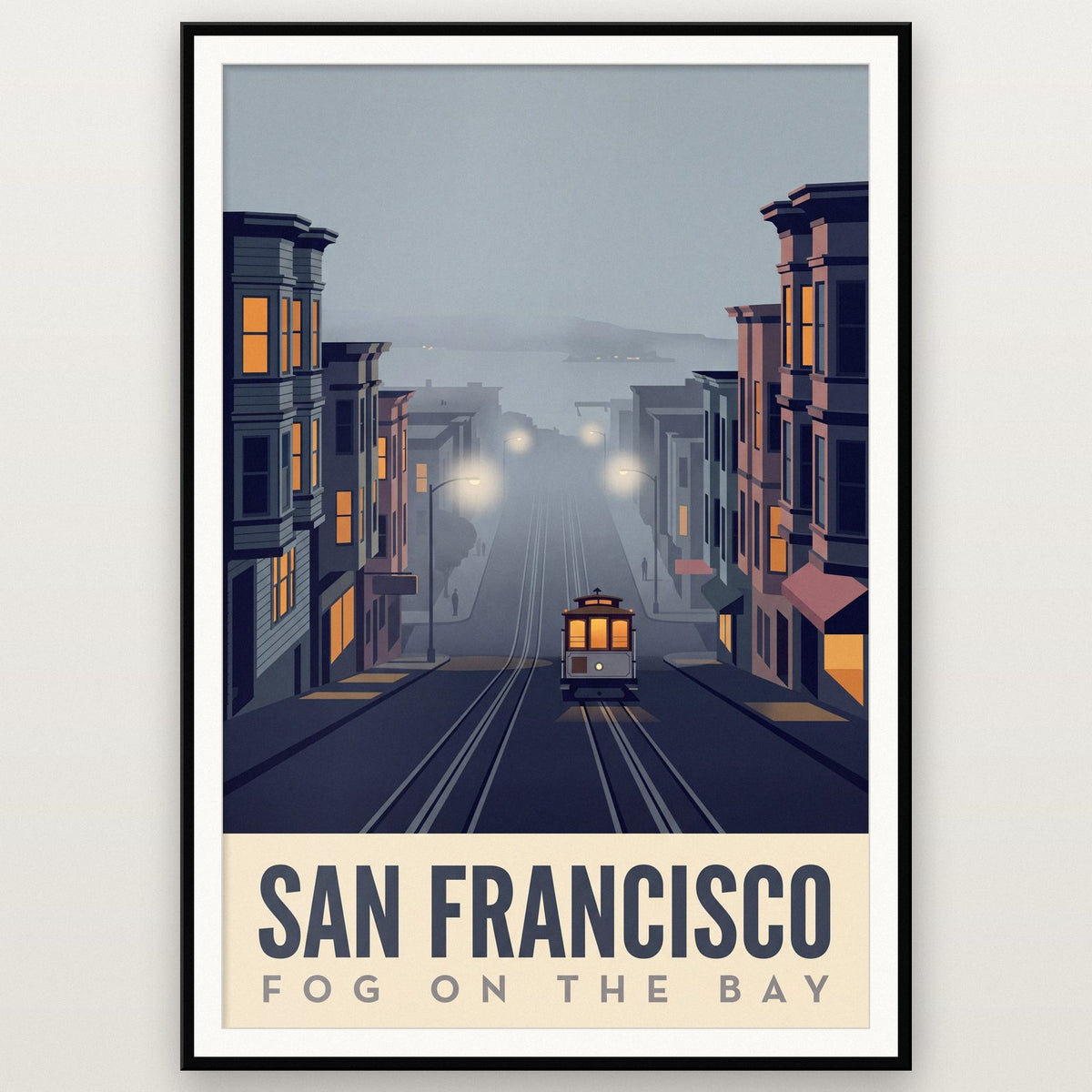 San Francisco Fog On The Bay Travel Art Print