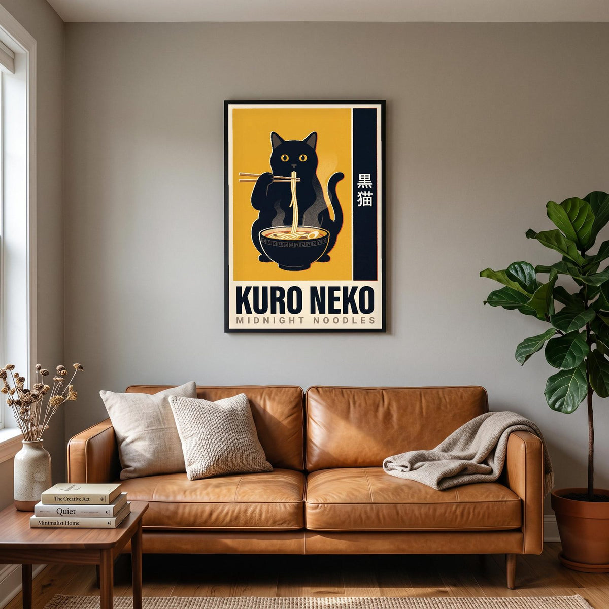 Kuro Neko Midnight Noodles Japanese Art Print