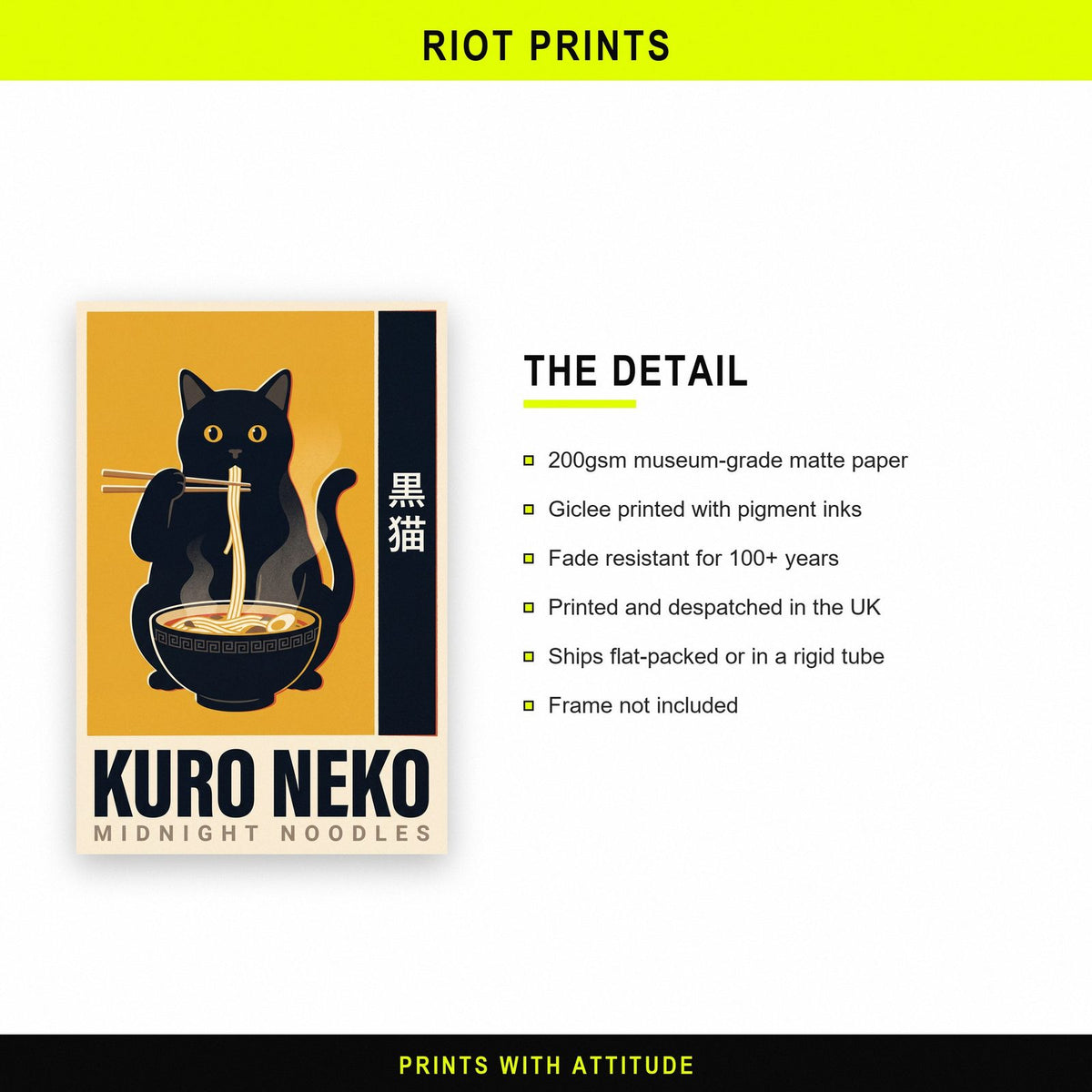 Kuro Neko Midnight Noodles Japanese Art Print