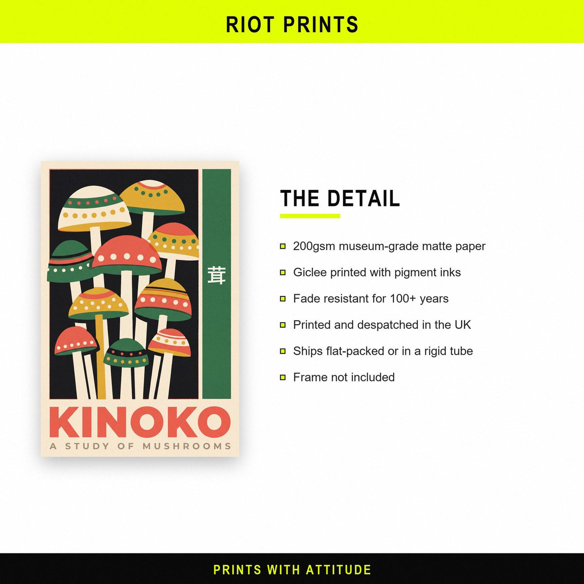 Kinoko Mushroom Study Japanese Art Print