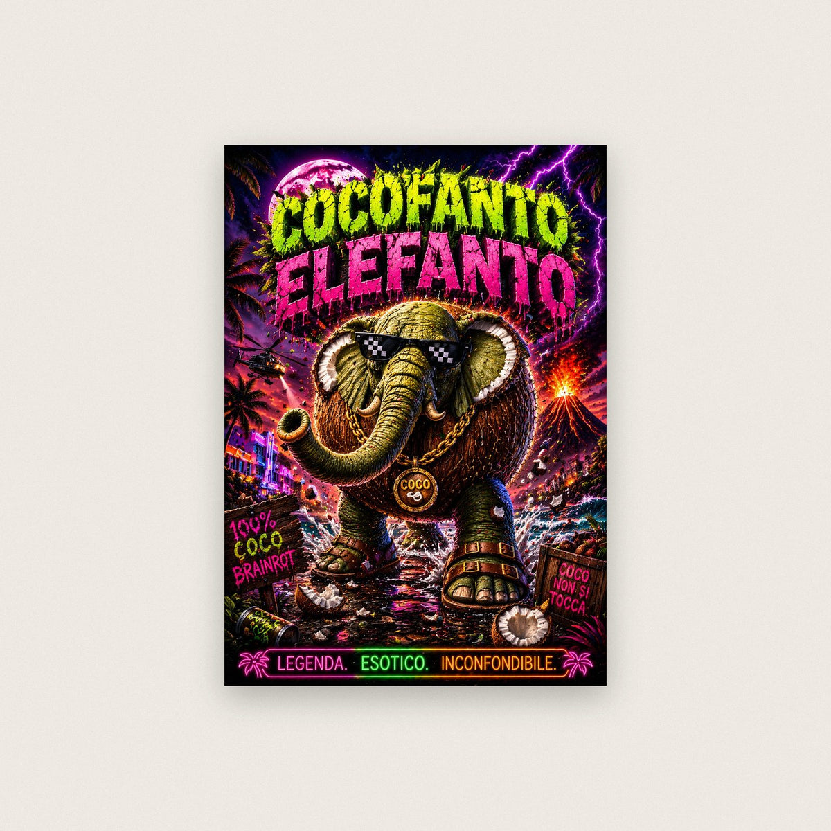Cocofanto Elefanto Neon Poster