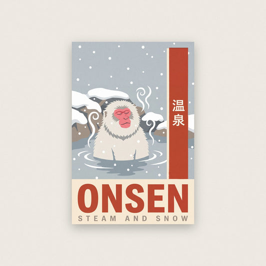 Onsen Steam And Snow Japanese Art Print