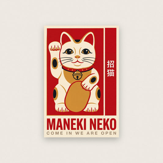 Maneki Neko Lucky Cat Japanese Art Print